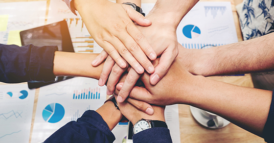 Business Teamwork joining hands team spirit Collaboration Concept