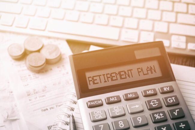 Calculator,With,Text,Retirement,Plan.,Calculator,,Currency,,Book,,Bills,And